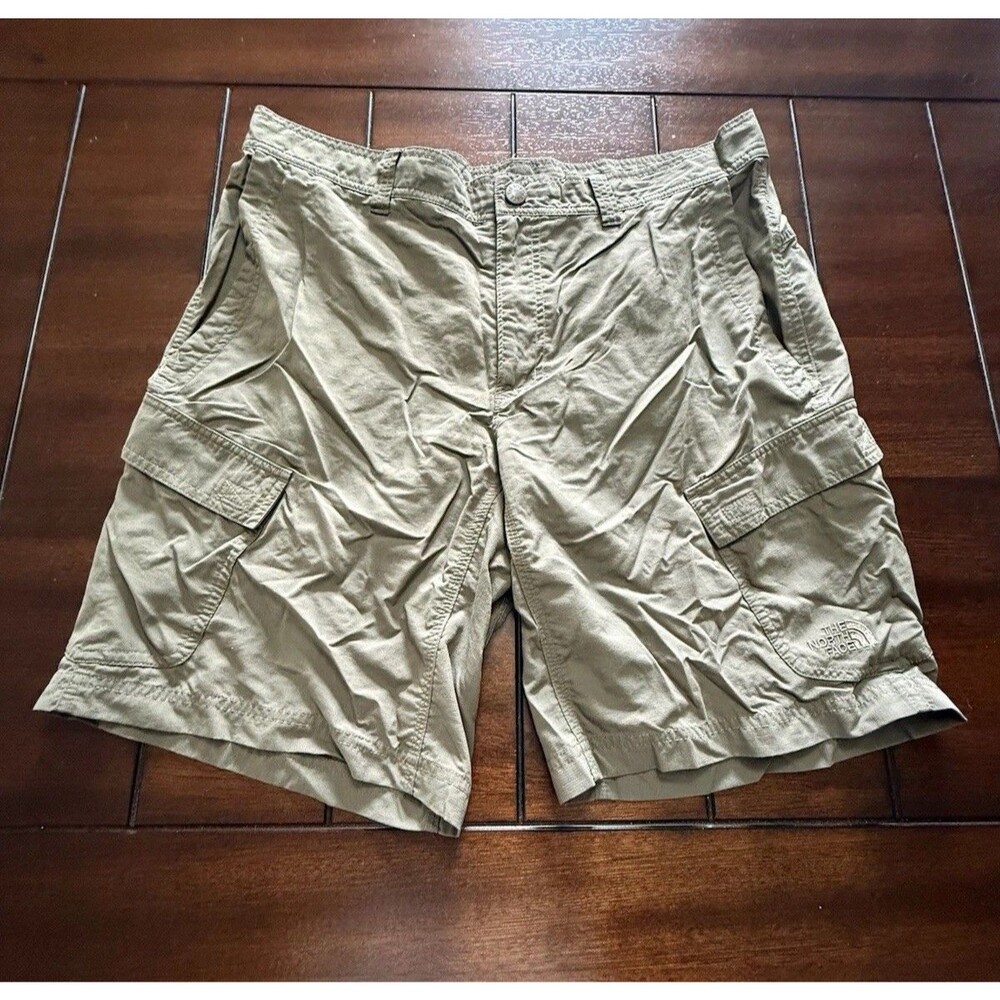 🔥North Face Mens Dark Green Cargo Shorts Sz 34 Ripstop Military Hiking Outdoor